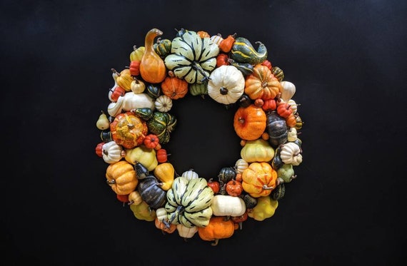 Thanksgiving Wreath, Fall Wreath, Autumn Wreath, Pumpkin Wreath, Gourd Wreath, Squash Wreath, Halloween Wreath