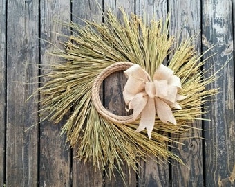 Wreath -  Dried Grass Wreath  - Rice Wreath