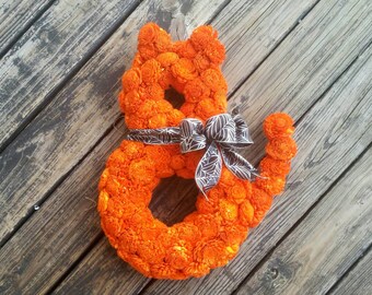 Halloween Wreath, Cat Wreath, Orange Cat Wreath, Halloween Cat Wreath