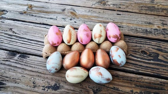 Decorative Easter Eggs, Easter Eggs, Metallic Eggs, Metal Leaf Eggs, Gilded Eggs, Distressed Rose Gold Eggs