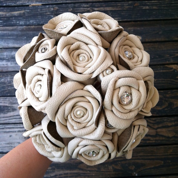 Bouquet, Leather Flower Bridal Bouquet