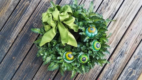 Halloween Wreath, Eyeball Wreath, Fern Wreath