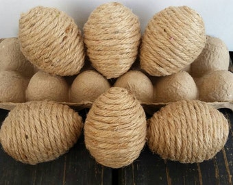 Rustic Jute Wrapped Easter Eggs: Set of 6