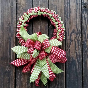 Christmas Wreath, Holiday Wreath, Ribbon Wreath, Christmas Ribbon Wreath afbeelding 1