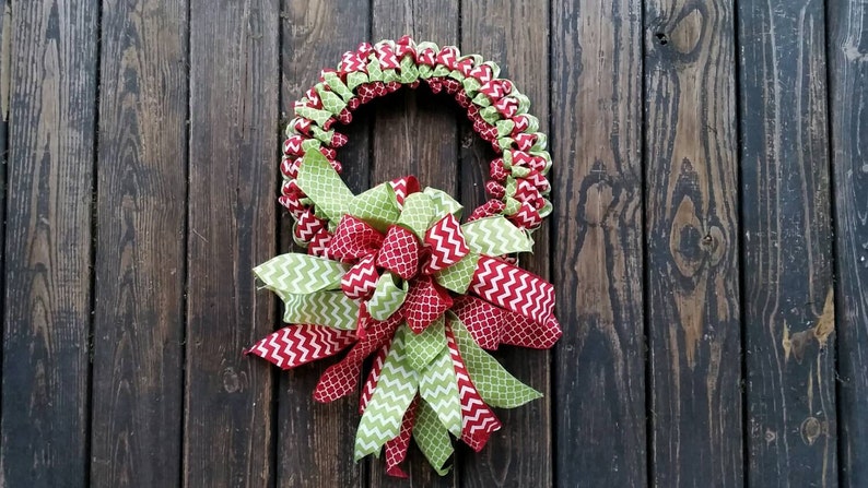 Christmas Wreath, Holiday Wreath, Ribbon Wreath, Christmas Ribbon Wreath image 1