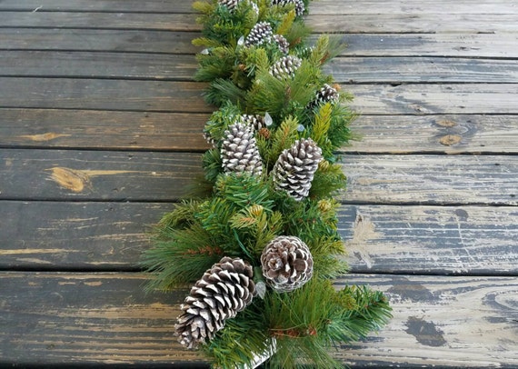 Garland, Holiday Garland, Christmas Garland, Mantel Garland, Fireplace Garland, 6 Foot Pine Garland With Pine Cones