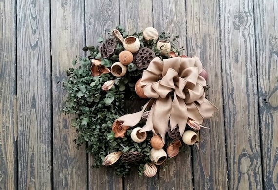 Eucalyptus Wreath With Bow and Pods
