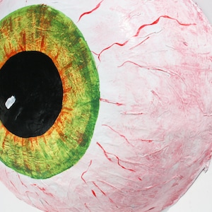 Halloween Wreath, Halloween Decor, Large Paper Mache Eyeball, &quot;Wasted&quot; Eyeball Art, Bloodshot Paper Mache Eyeball