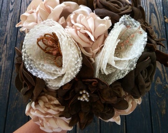 Bridal Bouquet, Leather Flower Bridal Bouquet