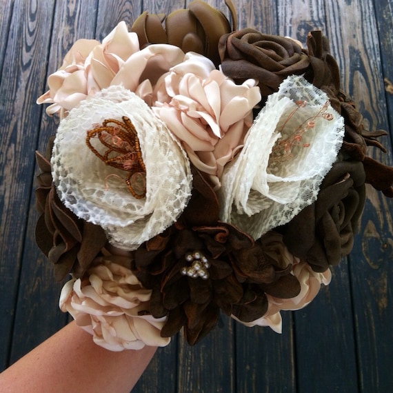 Bridal Bouquet, Leather Flower Bridal Bouquet