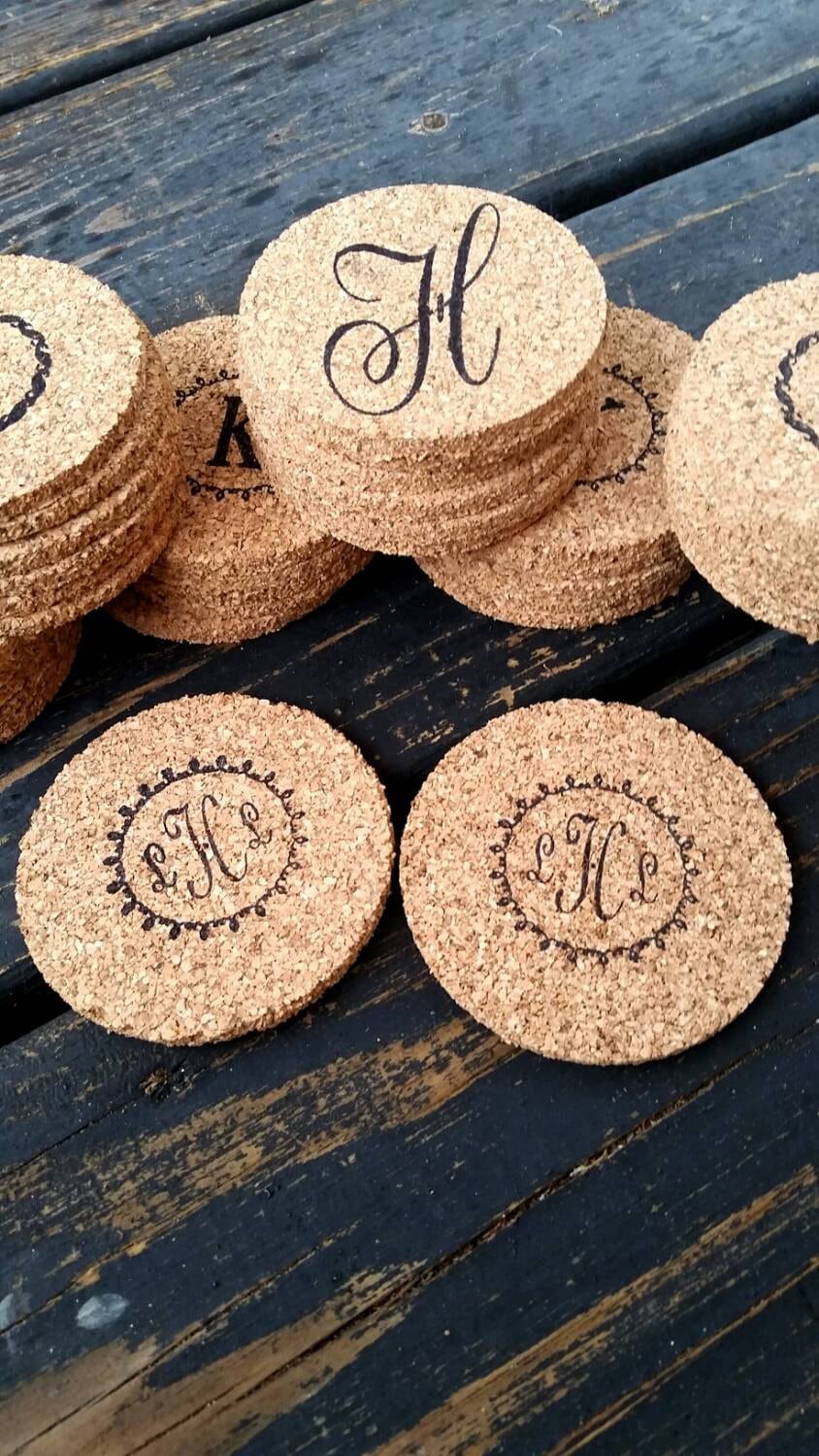 Bulk Cork Coasters, Personalized Bulk Cork Coaster for Wedding Receptions  and Parties