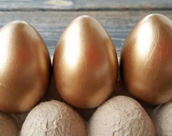 Metallic Brass Easter Eggs: Metal Leaf Decorative Set
