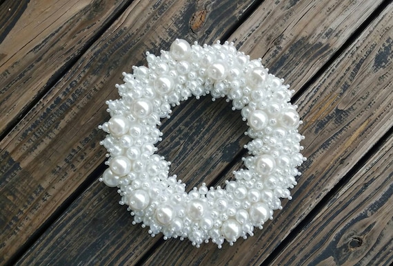 Pearl Wreath, Jeweled Wreath, Wedding Wreath, Holiday Wreath, Christmas Wreath