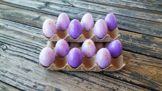 Decorative Easter Eggs, Artifical Easter Eggs, Gold Speckled Eggs, Purple Ombre Eggs