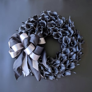 Halloween Wreath, Black Calla Lily Wreath, Black Wreath, Elegant Halloween Wreath, Wedding Wreath image 8