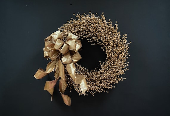 Gold Berry Wreath, Berry Wreath, Wedding Wreath, Holiday Wreath, Christmas Wreath