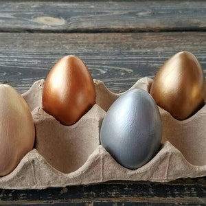 Decorative Easter Eggs, Easter Eggs, Metallic Eggs, Metal Leaf Eggs, Set of 6 image 5