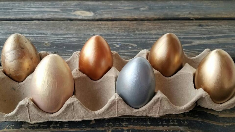 Decorative Easter Eggs, Easter Eggs, Metallic Eggs, Metal Leaf Eggs, Set of 6 image 5