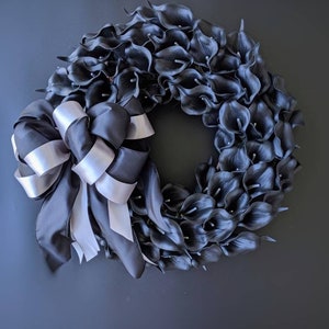 Halloween Wreath, Black Calla Lily Wreath, Black Wreath, Elegant Halloween Wreath, Wedding Wreath image 7