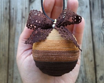 Christmas Ornament, Rustic Ornament, Leather Ornament