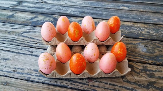 Decorative Easter Eggs, Artifical Easter Eggs, Gold Speckled Eggs, Orange Ombre Eggs