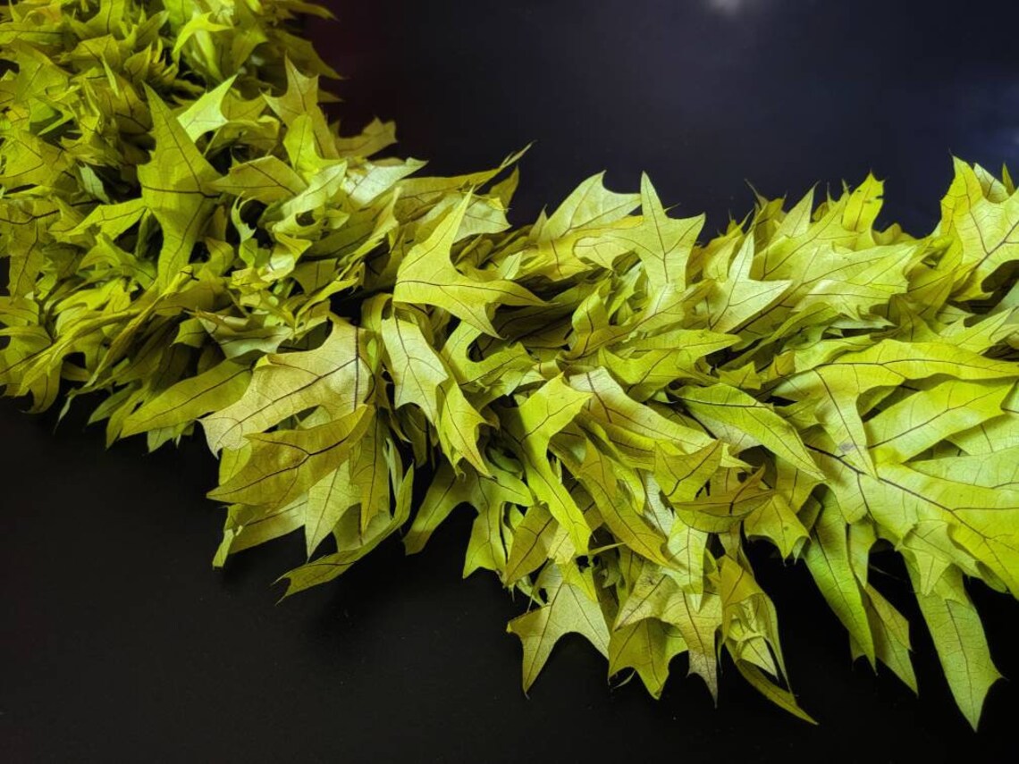 Garland Preserved Green Oak Leaf Garland Christmas Garland Etsy