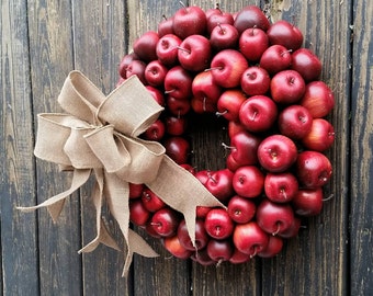 Apple Wreath, Red Apple Wreath, Christmas Wreath, Holiday Wreath, Fall Wreath, Autumn Wreath