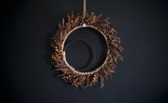 Fall Wreath, Eucalyptus Wreath, Brown Preserved Eucalyptus Wreath, Ready to Ship