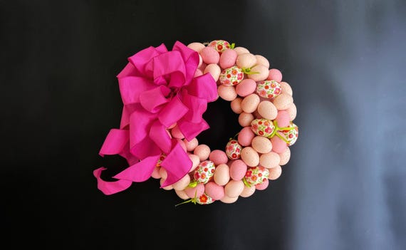 Ready to Ship Easter Wreath, Easter Egg Wreath, Egg Wreath, Pink Egg Wreath