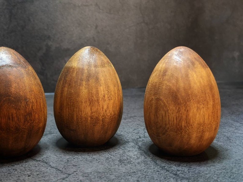 Decorative Easter Eggs, Easter Eggs, Wood Eggs, Two Stained Wood Eggs image 4