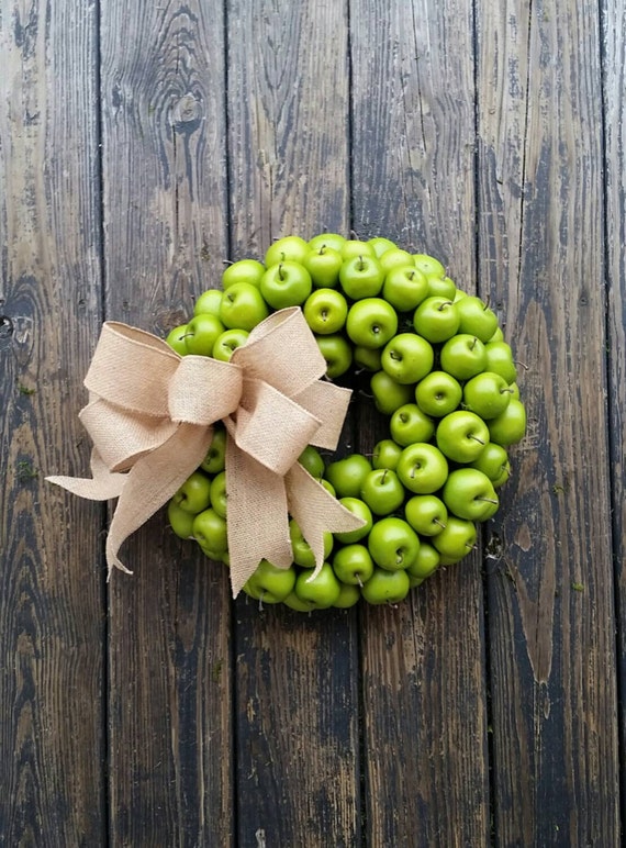 Apple Wreath, Green Apple Wreath, Christmas Wreath, Holiday Wreath, Fall Wreath, Autumn Wreath
