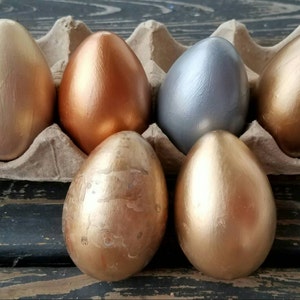 Decorative Easter Eggs, Easter Eggs, Metallic Eggs, Metal Leaf Eggs, Set of 6 image 1