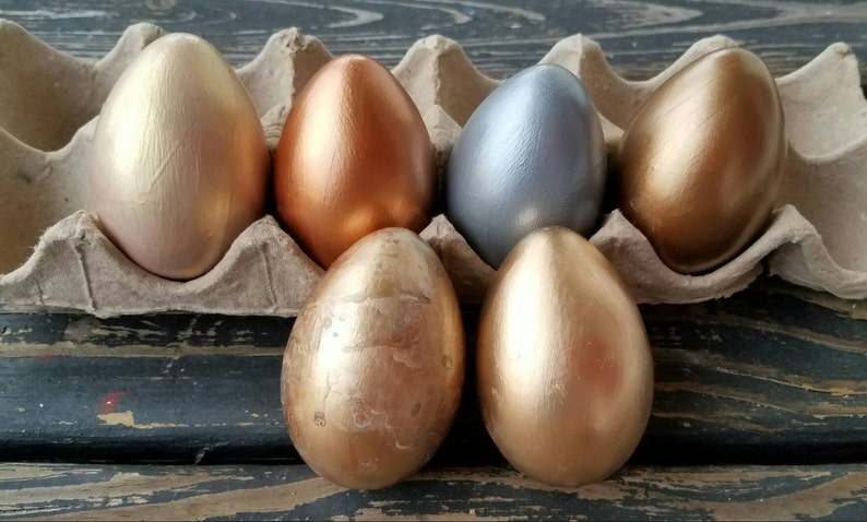 Decorative Easter Eggs, Easter Eggs, Metallic Eggs, Metal Leaf Eggs, Set of 6 image 1