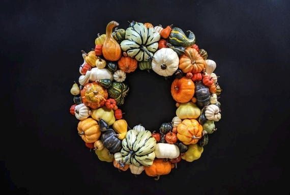 Fall and Halloween Pumpkin Wreath, Thanksgiving Wreath
