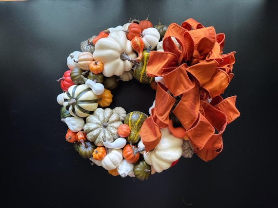Fall Pumpkin, Pumpkin Wreath, Halloween Wreath, Thanksgiving Wreath, Ready To Ship
