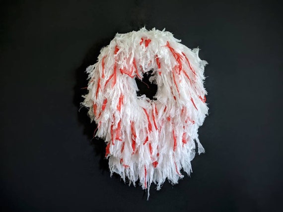Halloween Wreath, Gossamer White Bloody Gauze Wreath, Gauze Wreath, Bloody Gauze Wreath, Gauze Wreath