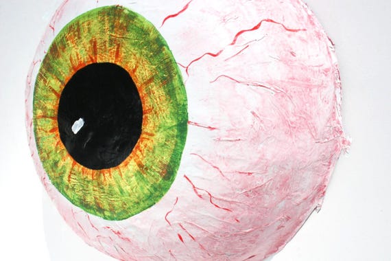 Halloween Wreath, Halloween Art, Large Paper Mache Eyeball