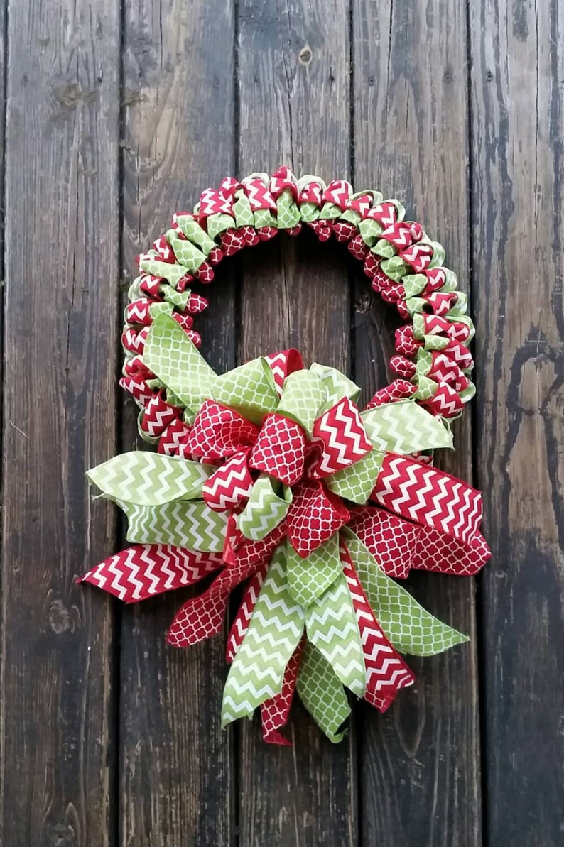 Christmas Wreath, Holiday Wreath, Ribbon Wreath, Christmas Ribbon Wreath image 5