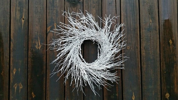 Christmas Wreath, Holiday Wreath, Snowy Twig Wreath, White Wreath