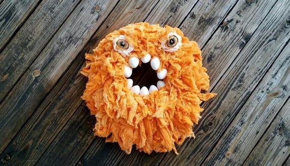 Hand-Dyed Gauze Halloween Monster Wreath