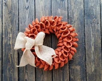 Burlap Wreath, Orange Burlap Wreath