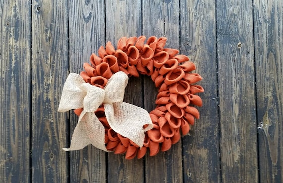 Burlap Wreath, Orange Burlap Wreath