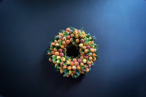 Wreath, Pear and Nectarine Wreath, Sugared Wreath, Christmas Wreath