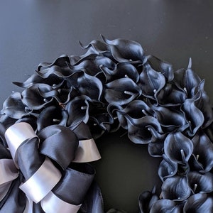 Halloween Wreath, Black Calla Lily Wreath, Black Wreath, Elegant Halloween Wreath, Wedding Wreath image 3