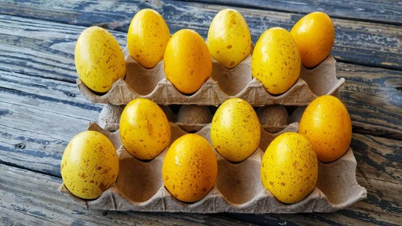 Decorative Easter Eggs, Artifical Easter Eggs, Gold Speckled Eggs, Yellow Ombre Eggs