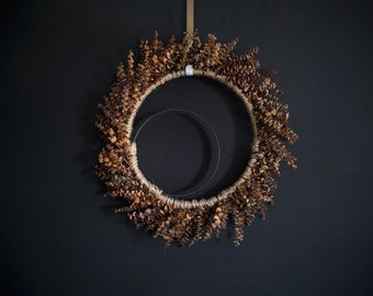 Preserved Eucalyptus Wreath – Brown Floral, Modern Hoop Design