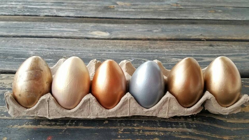 Decorative Easter Eggs, Easter Eggs, Metallic Eggs, Metal Leaf Eggs, Set of 6 image 4