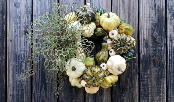 Fall Wreath, Thanksgiving Wreath, Halloween Wreath, Pumpkin and Gourd Wreath