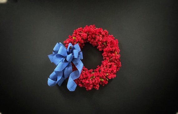 Patriotic Wreath | Memorial Day Wreath | 4th of July Front Door Decor | Red White and Blue Floral Wreath | Americana Summer Wreath