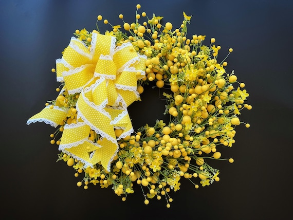 Easter Wreath, Spring Wreath, Monochromatic Yellow Wreath